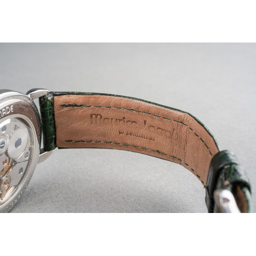 21 - A Maurice Lacroix 'Jumping Hour' yellow metal and stainless steel manual winding wristwatch. The dia... 