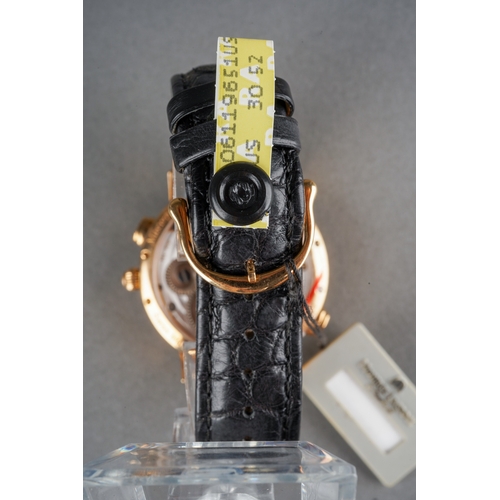 24 - A Maurice Lacroix Masterpiece 'Double Retrograde' 18ct rose gold manual winding wristwatch. The silv... 
