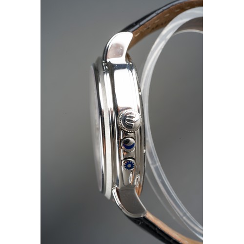 25 - A Maurice Lacroix Masterpiece 'Lune Retrograde' stainless steel manual wind wristwatch. The silver d... 