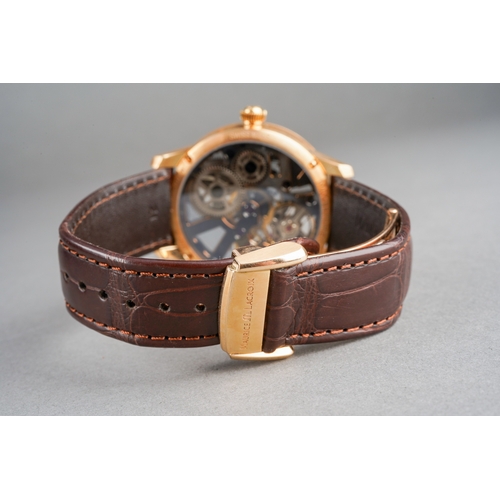 27 - A Maurice Lacroix Masterpiece 'Squelette' 18ct rose gold manual winding wristwatch. The skeleton dia... 