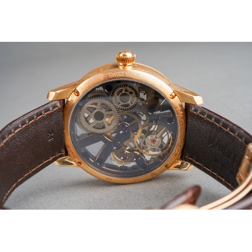 27 - A Maurice Lacroix Masterpiece 'Squelette' 18ct rose gold manual winding wristwatch. The skeleton dia... 