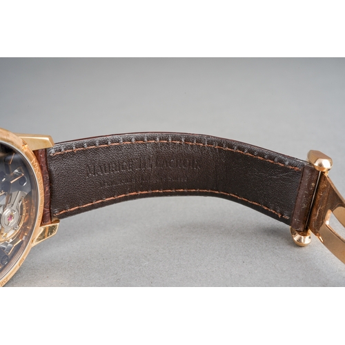 27 - A Maurice Lacroix Masterpiece 'Squelette' 18ct rose gold manual winding wristwatch. The skeleton dia... 
