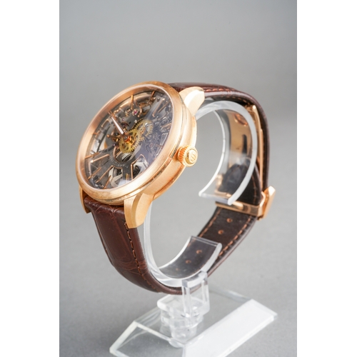 27 - A Maurice Lacroix Masterpiece 'Squelette' 18ct rose gold manual winding wristwatch. The skeleton dia... 
