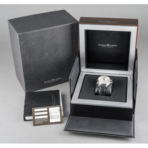 29 - A Maurice Lacroix Masterpiece 'Double Retrograde GMT' stainless steel manual winding wristwatch. The... 
