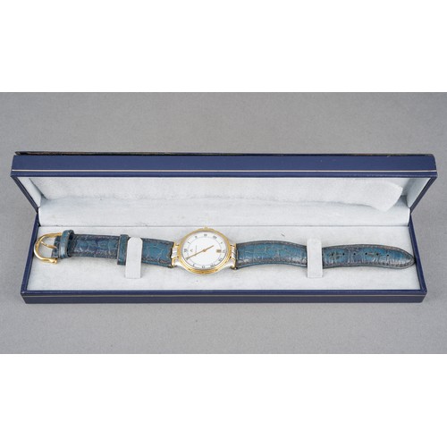 31 - A boxed Maurice Lacroix gold plated and stainless steel wrist watch on an unbranded black leather st... 