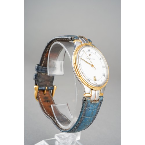 31 - A boxed Maurice Lacroix gold plated and stainless steel wrist watch on an unbranded black leather st... 