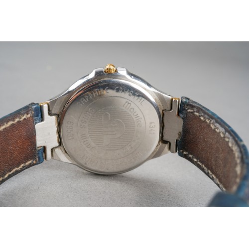 31 - A boxed Maurice Lacroix gold plated and stainless steel wrist watch on an unbranded black leather st... 