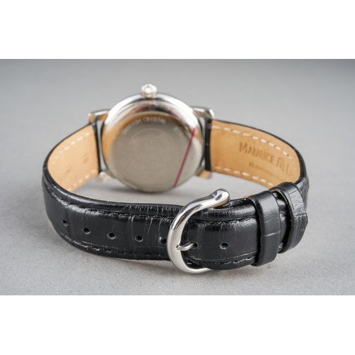32 - A boxed Maurice Lacroix gents stainless steel automatic wrist watch on a branded black leather strap... 