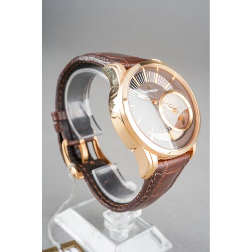 34 - A boxed Maurice Lacroix 18ct yellow gold Pontos decentrique GMT wrist watch, on a branded brown leat... 
