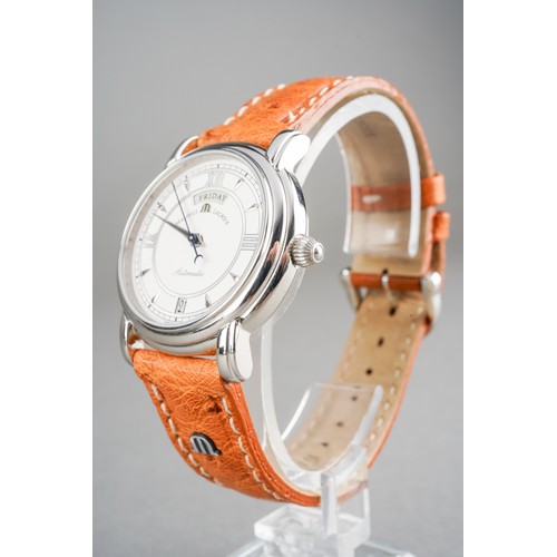 35 - MAURICE LACROIX Pontos Day Date Automatic Wristwatch, stainless steel case with white dial, silvered... 