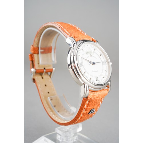 35 - MAURICE LACROIX Pontos Day Date Automatic Wristwatch, stainless steel case with white dial, silvered... 