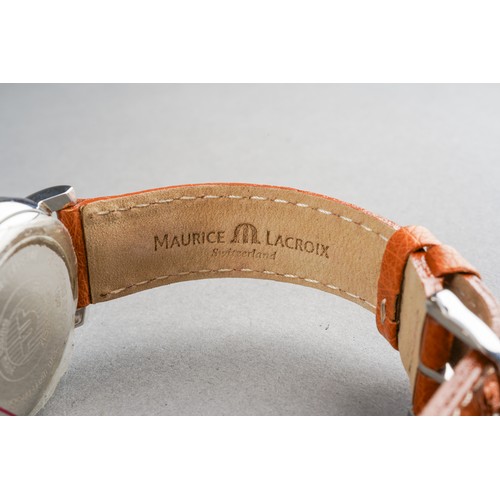 35 - MAURICE LACROIX Pontos Day Date Automatic Wristwatch, stainless steel case with white dial, silvered... 