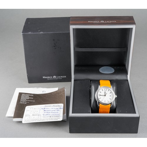 38 - MAURICE LACROIX Sphere SH1018 Manual Wind Gent's Wristwatch, white dial with silver batons, the reve... 