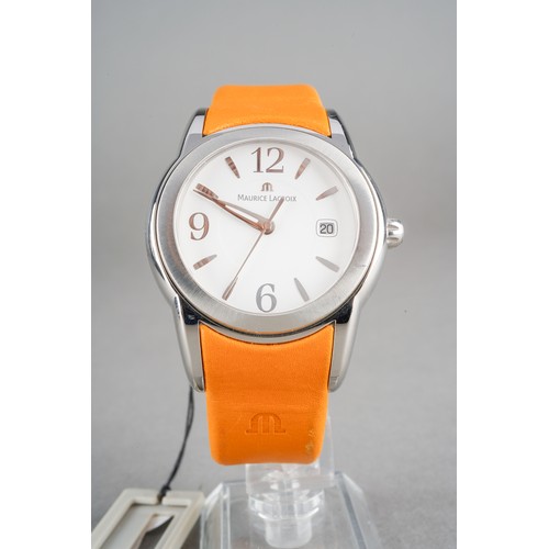38 - MAURICE LACROIX Sphere SH1018 Manual Wind Gent's Wristwatch, white dial with silver batons, the reve... 