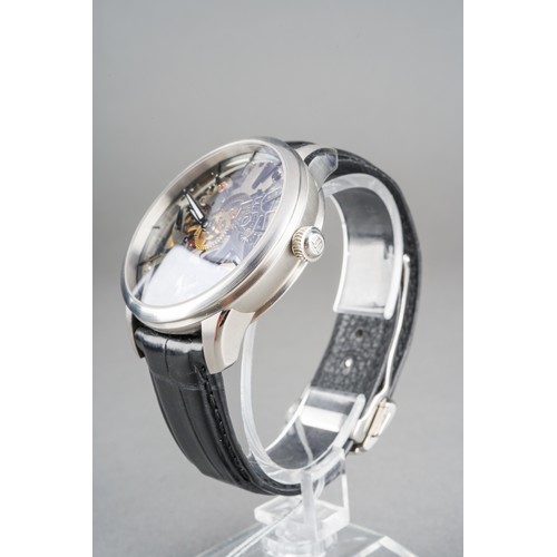 39 - A boxed Maurice Lacroix gents Masterpiece MP7138 stainless steel wrist watch on a black leather stra... 