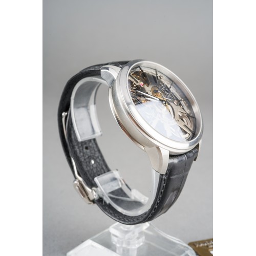 39 - A boxed Maurice Lacroix gents Masterpiece MP7138 stainless steel wrist watch on a black leather stra... 