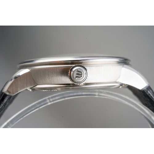 39 - A boxed Maurice Lacroix gents Masterpiece MP7138 stainless steel wrist watch on a black leather stra... 