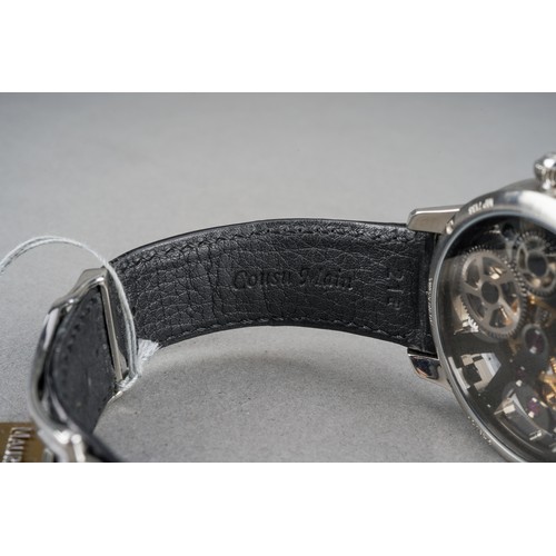 39 - A boxed Maurice Lacroix gents Masterpiece MP7138 stainless steel wrist watch on a black leather stra... 