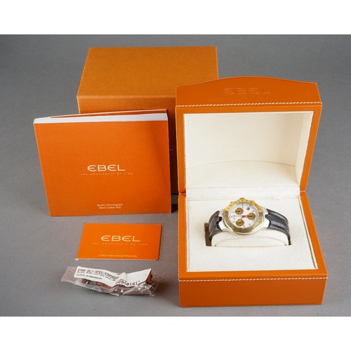 41 - A boxed Ebel Sportswave quartz chronograph 503 stainless steel and gold plated gent's wrist watch on... 