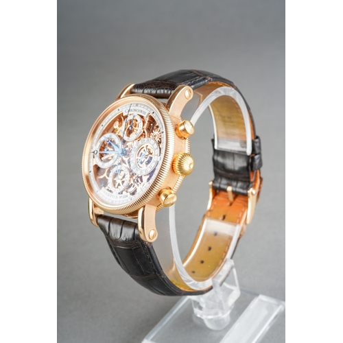 47 - A boxed Chronoswiss Opus C741 skeleton 18ct yellow gold gent's wrist watch numbered 3336,  black lea... 