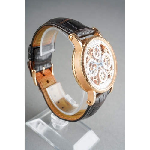 47 - A boxed Chronoswiss Opus C741 skeleton 18ct yellow gold gent's wrist watch numbered 3336,  black lea... 