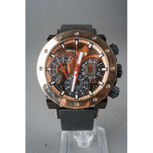 48 - A boxed Jacob and Co Epic II E3RGC 18ct rose gold and stainless steel gent's chronograph automatic w... 