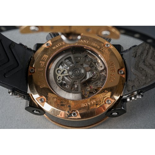 48 - A boxed Jacob and Co Epic II E3RGC 18ct rose gold and stainless steel gent's chronograph automatic w... 