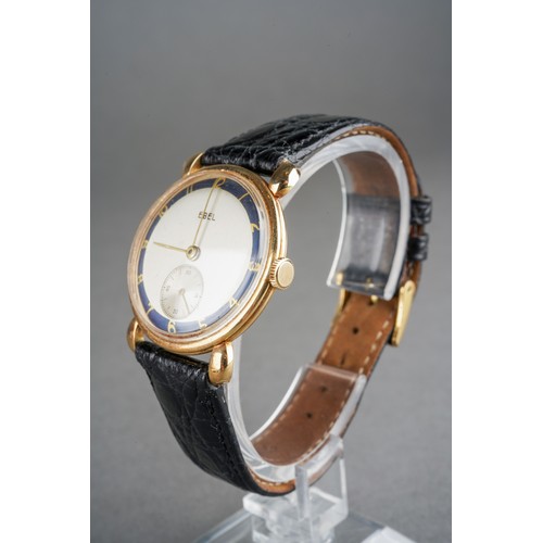 49 - A VINTAGE EBEL MANUAL WIND WRISTWATCH. The slim line wristwatch with silver tone dial, subsidiary di... 