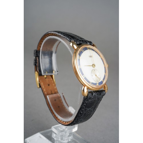 49 - A VINTAGE EBEL MANUAL WIND WRISTWATCH. The slim line wristwatch with silver tone dial, subsidiary di... 