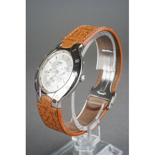 50 - A cased Ebel Lichine stainless steel automatic Chronograph gent's wrist watch, baton markers, the be... 