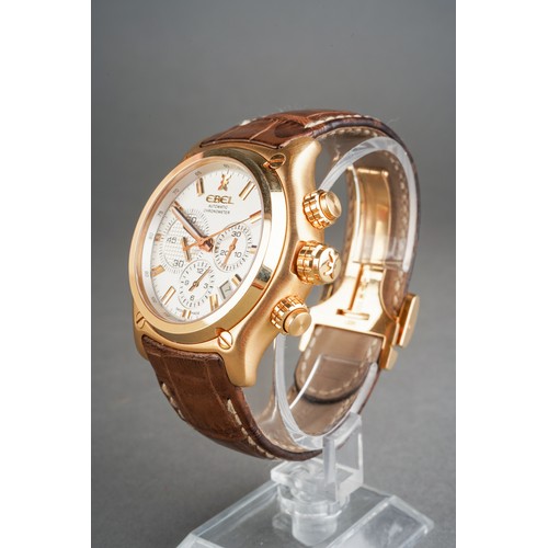 51 - An Ebel '1911' 18ct yellow gold automatic chronograph wristwatch.  The circular-shaped dial with lum... 