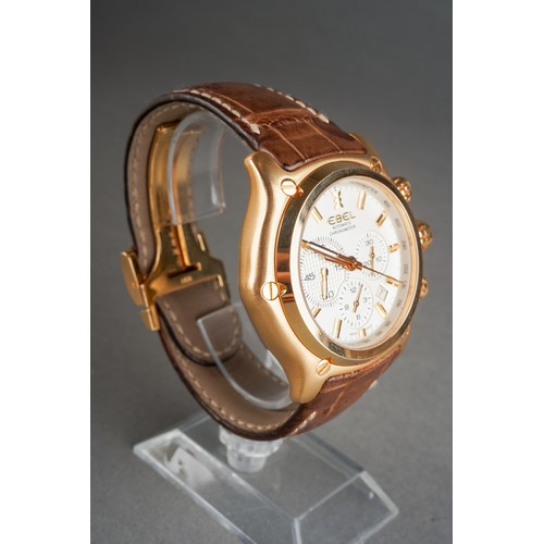 51 - An Ebel '1911' 18ct yellow gold automatic chronograph wristwatch.  The circular-shaped dial with lum... 