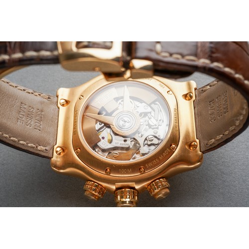 51 - An Ebel '1911' 18ct yellow gold automatic chronograph wristwatch.  The circular-shaped dial with lum... 