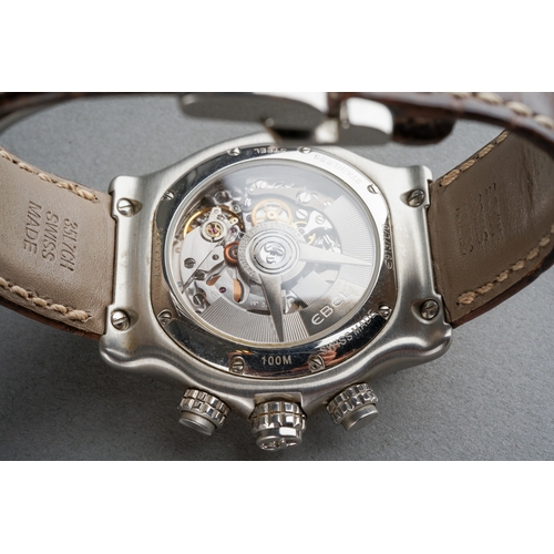 55 - An EBEL 911 BTR Chronometer Chronograph Automatic Stainless Steel wristwatch, circular dial with bat... 
