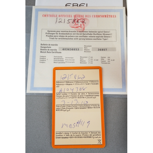55 - An EBEL 911 BTR Chronometer Chronograph Automatic Stainless Steel wristwatch, circular dial with bat... 