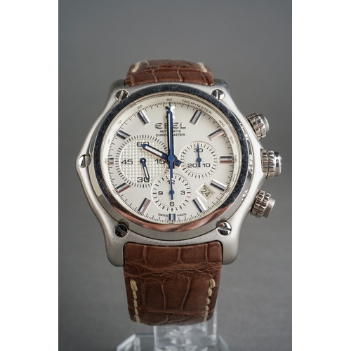 55 - An EBEL 911 BTR Chronometer Chronograph Automatic Stainless Steel wristwatch, circular dial with bat... 