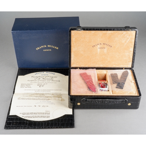 58 - A Franck Muller 'Long Island Crazy Hours' 18ct white gold automatic wristwatch. The rectangular-shap... 