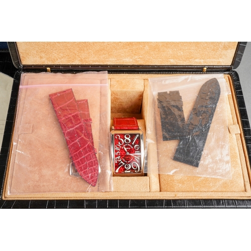 58 - A Franck Muller 'Long Island Crazy Hours' 18ct white gold automatic wristwatch. The rectangular-shap... 