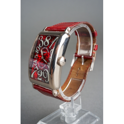 58 - A Franck Muller 'Long Island Crazy Hours' 18ct white gold automatic wristwatch. The rectangular-shap... 