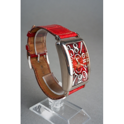 58 - A Franck Muller 'Long Island Crazy Hours' 18ct white gold automatic wristwatch. The rectangular-shap... 