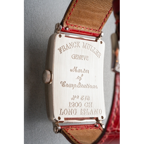 58 - A Franck Muller 'Long Island Crazy Hours' 18ct white gold automatic wristwatch. The rectangular-shap... 