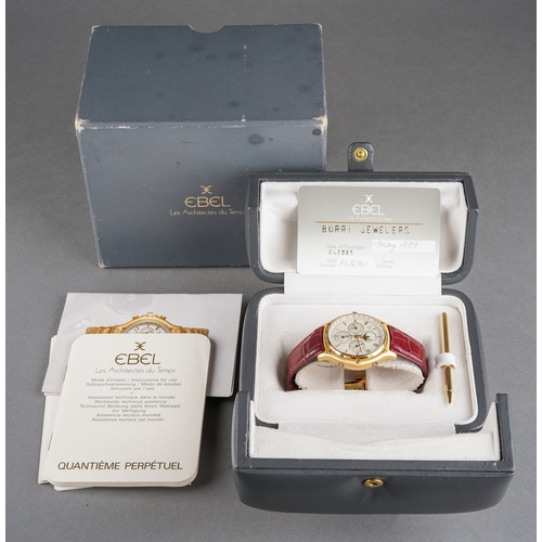 60 - An EBEL 18K Gold Automatic Perpetual Calendar Chronograph with Moon phases and Leap year indication,... 