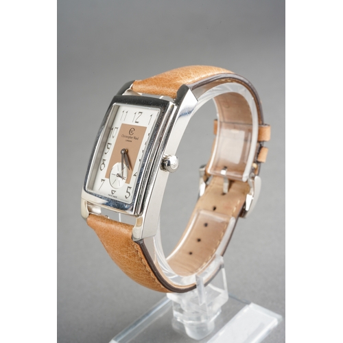 84 - A CHRISTOPHER WARD quartz wristwatch. The rectangular-shape dial with Arabic numerals, subsidiary di... 
