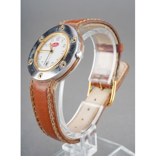 2 - A Bugatti wristwatch. The white dial with black Arabic numerals, case diameter approx 32mm, assessed... 