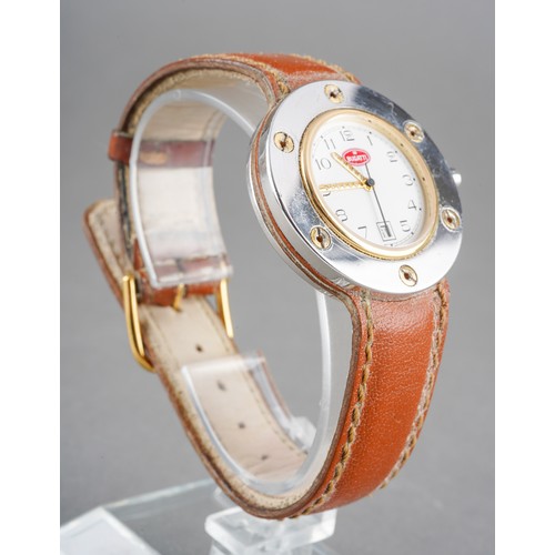 2 - A Bugatti wristwatch. The white dial with black Arabic numerals, case diameter approx 32mm, assessed... 