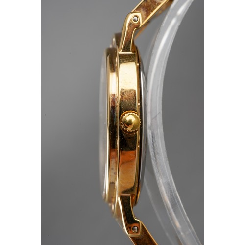3 - A Bugatti wristwatch. The white dial with black Arabic numerals, case diameter approx 27mm by 32mm, ... 