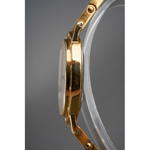 3 - A Bugatti wristwatch. The white dial with black Arabic numerals, case diameter approx 27mm by 32mm, ... 