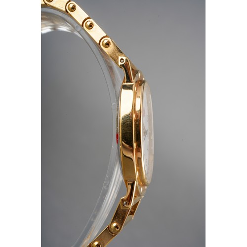 4 - A Bugatti wristwatch. The white dial with black Arabic numerals, case diameter approx 27mm by 32mm, ... 
