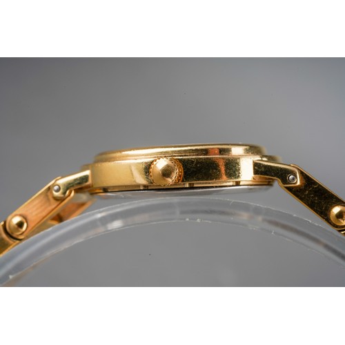 6 - A Bugatti wristwatch. The white dial with black Arabic numerals, oval shaped case, measuring approx ... 