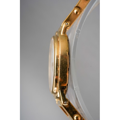 6 - A Bugatti wristwatch. The white dial with black Arabic numerals, oval shaped case, measuring approx ... 